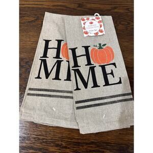New w/Tags Harvest Collection Kitchen Tea Towels Linen Fall Home Pumpkin 2 Pc